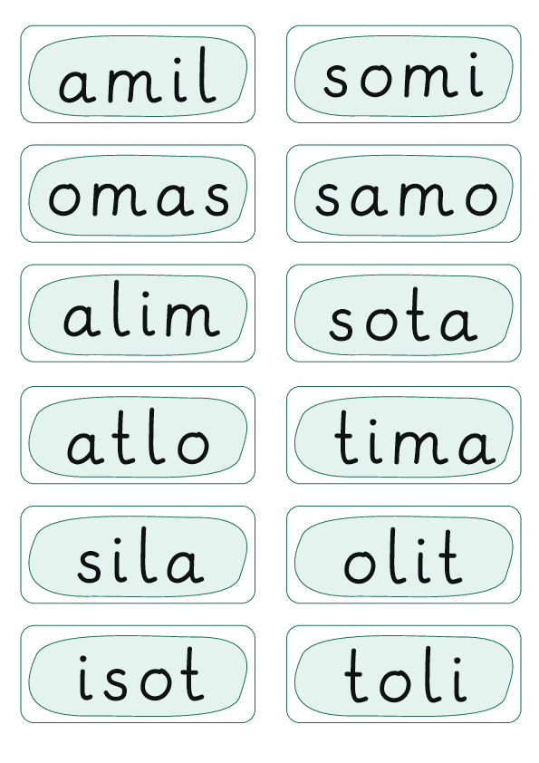 Lesedosen mit den gelernten Buchstaben - A, I, O und M, T, L, S